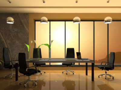 Modern boardroom reflecting the need for expert fort lauderdale commercial plumbing and routine Sewer Line Inspections to maintain high-end office facilities.